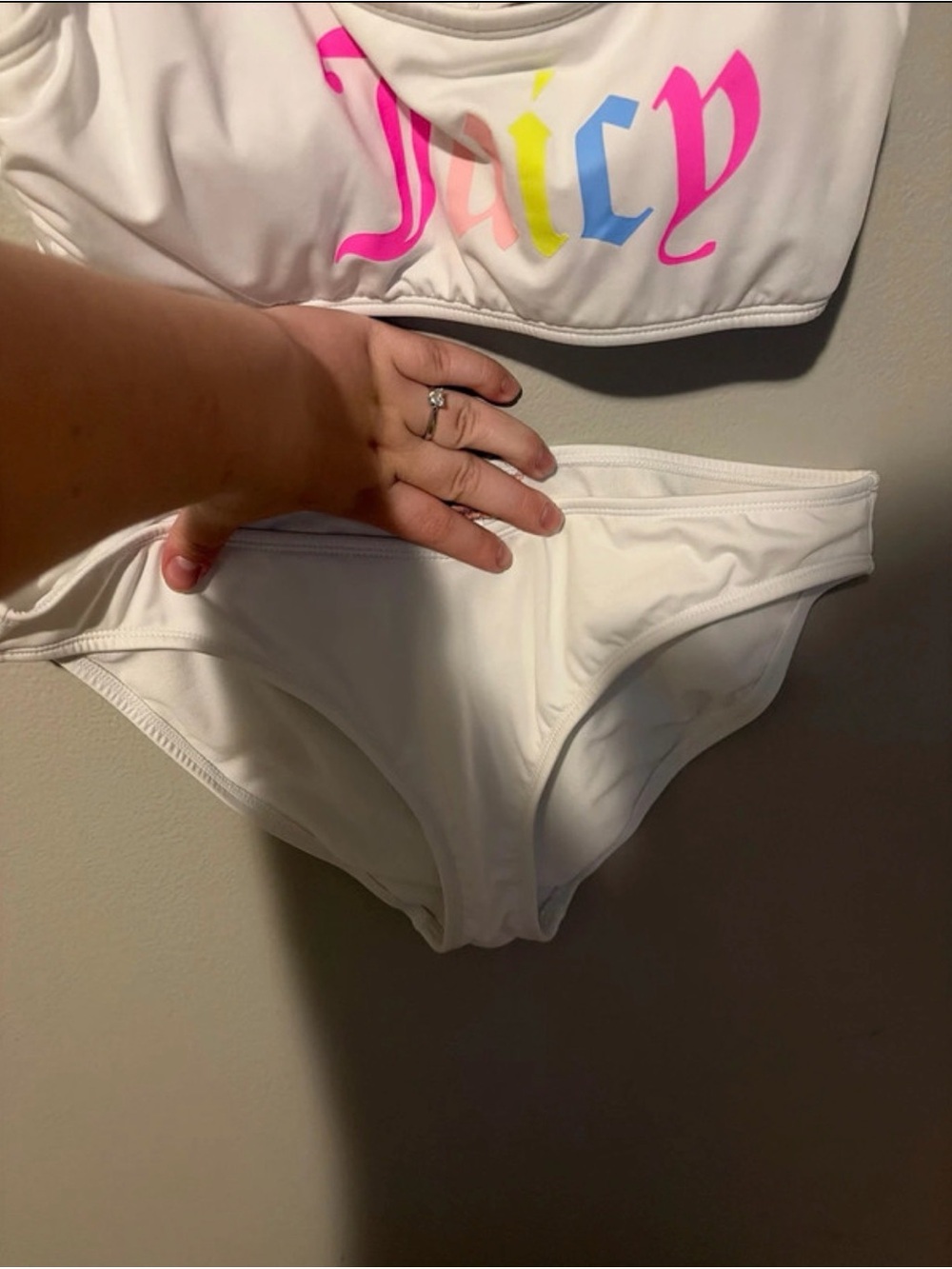 Juicy Couture White Bikini Set with Multicolor Logo